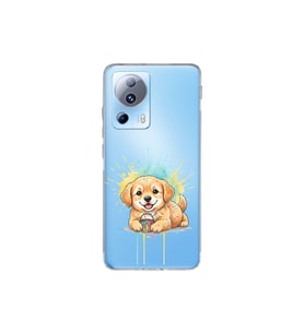 Xiaomi Mi 13 Lite ile Uyumlu Splash Köpek Tasarımlı Şeffaf Silikon Kılıf