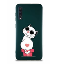 Samsung Galaxy A30S Soft Premier Kapak Coolcat Tasarımlı Silikon Kılıf - Yeşil (Şeffaf)