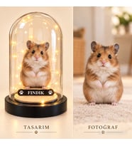Kişiye Özel Hamster Karikatürlü 18 cm MDF Fanus Biblo - Kişiye Özel Hediye