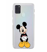 Samsung Galaxy A21s  Kamera Korumalı  Kapak Mickey Mouse Tasarımlı  Şeffaf Kılıf