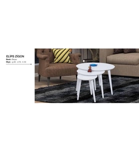 Zigon OSM 11821 ELİPS Model Kayın RETRO ayak Parlak beyaz Lake Boya El Yapım