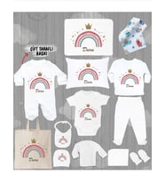 Minito Baby İsme Özel 13'lu Pamuklu Kız Bebek Hastane Çıkışı Seti_MT_280-13 (Krem)