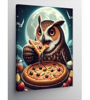 Kanvas Tablo Pizza Yiyen Baykuş