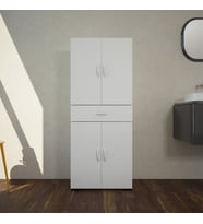 Modilayn Banyo Dolabı Cok Amaclı Ofis Dolabı Mutfak Dolabı Cekmeceli Raflı Dolap (Beyaz)