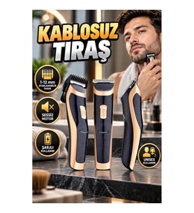 Şarjlı Saç ve Sakal Tıraş Makinesi – 1-12 mm Ayarlanabilir Tarak, Sessiz Motor, Unisex Kullanım