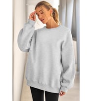 Genıus Store Kadın Sweatshirt Oversize Geniş Kalıp İçi Şardonlu Bisiklet Yaka Oversize Sweatshirt KADIN-SWEATSHIRT (Gri)