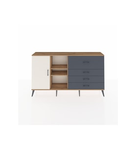 Arges Konsol 4 Raflı 4 Çekmeceli Tek Kapaklı  176x30x99 Çam-Aytaşı/Antrasit