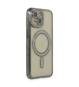 Apple iPhone 14 Kılıf Joke Simli Magneticsafe Kılıf - Gri