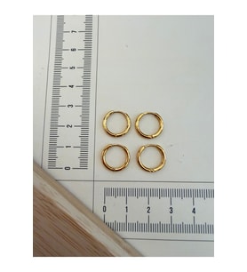 316 L Cerrahi Çelik 1,6mm*10mm Çelik Halka Küpe Gold 4 Adet