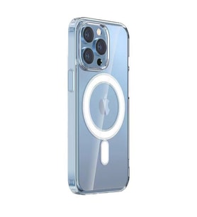 Apple iPhone 14 Pro Max Kılıf Sert PC Magsafe Şeffaf Kapak Embos (Renksiz)