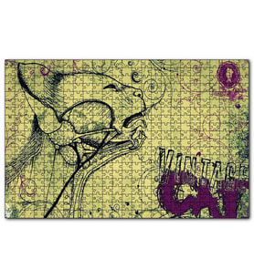 Cakapuzzle Kedi Detaylı Kesit Çizim  Puzzle Yapboz MDF (Ahşap) (120 Parça)