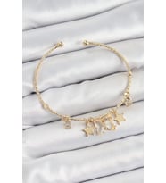 Pirinç Zirkon Taşlı Kelebek Ve Yıldız Model Gold Renk Charm Bileklik - TJ-BB7355