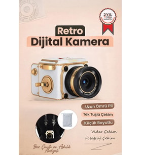 Torima Vintage Dijital Kamera Selfie Video Vlog Kamerası Fotoğraf Makinesi CMR48 Beyaz