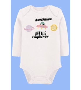 Organik Baskılı Pamuklu Unisex Bebek Body UZUNKOLE106