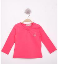 Toontoy Kız Bebek Göğsü Nakışlı T-Shirt (Fuşya)