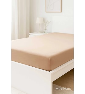 Çift Kişilik Düz Penye %100 Pamuklu Lastikli Çarşaf 160X200 Newsheet Kahverengi