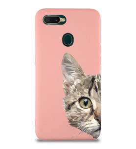 Oppo AX7 Uyumlu Lansman Kılıf Catface Tasarımlı İçi Kadife Kapak-Pembe (Şeffaf)