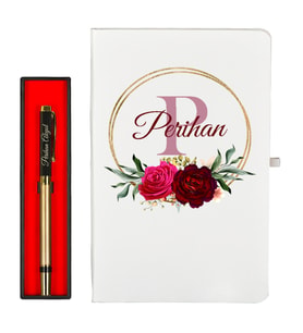 Kişiye Özel Hazırlanmış Beyaz Defter ve Roller Kalem