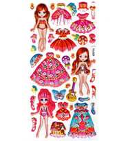 Sticker Kabartmalı Stiker Defter, Planlayıcı Etiket (limyl-029)-17x9cm- Model Kız Giydirme