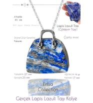 Sertifikalı Çanta Model Lapis Lazuli Taşı Kolye (Çok Renkli)
