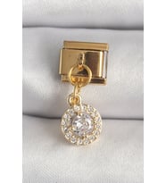 316L Çelik Gold Renk Sallantı Daire Zirkon Taşlı Nomination Charm 5886 - SSSSSS8547-6973