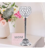 Kristal Şapka Gümüş Metal Şamdan