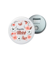 Kişiye Özel Tasarım Tavşan Ve Çiçek Baskılı Hoşgeldin Bebek Magnet Açacak (10 Adet)