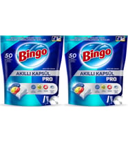 Bingo Akıllı Kapsül Pro Bulaşık Makinesi Deterjanı Tableti 100 Adet Limon Kokulu (2PK*50)