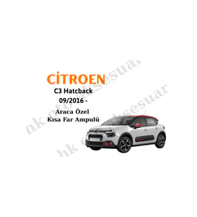 Citroen C3 Hatcback 09/2016 Kısa Far Ampulü h7