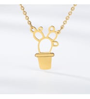 Kişiye Özel 925 Ayar Gümüş Kaktüs Kolye (Gold)