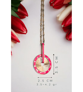 Pembe Gökyüzü İkonları Gold Kolye Ucu Charm  925 Ayar Gümüş
