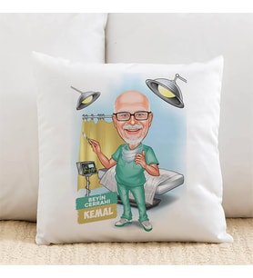 Kişiye Özel Karikatürlü Beyin Cerrahı Doktor Yastık