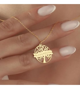 Kişiye Özel Hayat Ağacı İsim Kolye 925K Gümüş (Gold)