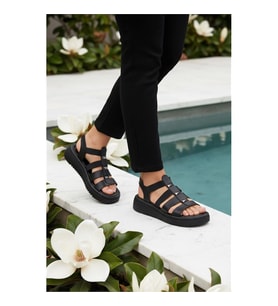 Ayakmod 35397 G Siyah Kadın Sandalet