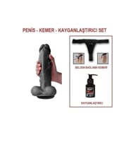 27 cm Belden Bağlamalı Realistik Dildo Penis Set
