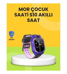 Mey İthalat® S10 Akıllı Çocuk Saati Mor Tasarım Adımsayar ve Alarm Fonksiyonlu