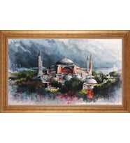 Çerçeveli Paspartulu Manzara Tablo ah1353 (Gold)