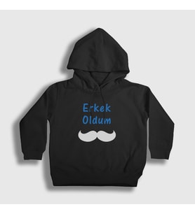 Presmono Unisex Çocuk Beyaz Erkek Oldum Sünnet Kapüşonlu Sweatshirt 553570tt (Siyah)
