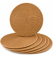 Lexroo SOGUD Hasır Supla 6’lı Set - 32 cm Yuvarlak Amerikan Servis - Kahverengi