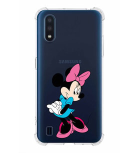 Samsung Galaxy A01  Köşe Korumalı Antişok Kapak Minnie Mouse Tasarımlı Şeffaf  Kılıf