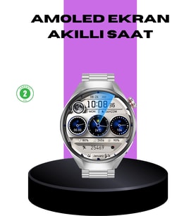 Mey İthalat® Akıllı Saat Metal Kordonlu Tam Ekran Amoled – Arama Takip Özellikli