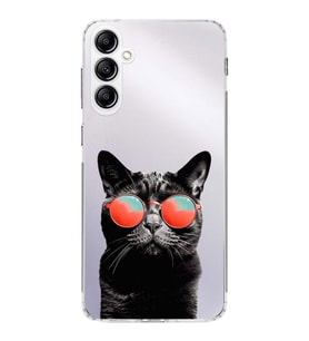 PrintiFy Samsung Galaxy A14 ile Uyumlu 1mm Slim Fit Kedi 3 050d Baskılı Şeffaf  Kılıf