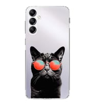 PrintiFy Samsung Galaxy A14 ile Uyumlu 1mm Slim Fit Kedi 3 050d Baskılı Şeffaf  Kılıf