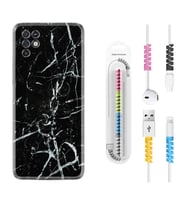 INFINIX Note 11 Pro Note 10 Hot 9 Play Kılıf Kablo Koruma Spiral Silikon Black Marble 3 1382