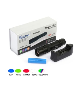 Watton WT-605 10W 2000 Lümen 4 Renk Güçlü El Feneri