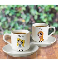 Powerpuff Girls Bubbles&Blossom Türk Kahvesi Fincanı Seti İkili Kişiye Özel