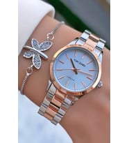 Tom Jones Marka Rose Gümüş Renk 2 Yıl Garantili Su Geçirmez Kadın Kol Saati - Bileklik (Rose - Gold)