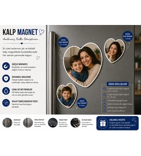 Kalp Fotoğraf Magneti Anne ve Erkek Çocuğa Kişiselleştirilebilir Duygusal Anı Hediyesi