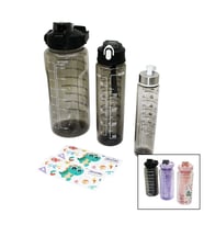 Matara 3pcs Şeffaf Renkli 500-900-2000ml Pipetli Motivasyon Suluk Matara Telefonluklu