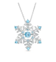 Mavi Taşlı Kar Tanesi Kolye (Silver)